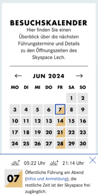 Besuchskalender in der mobilen Ansicht