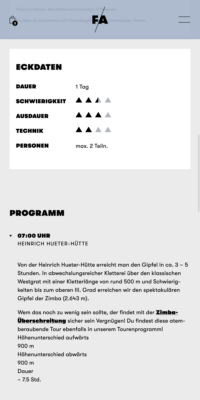 Ansicht Tourinformationen mobil