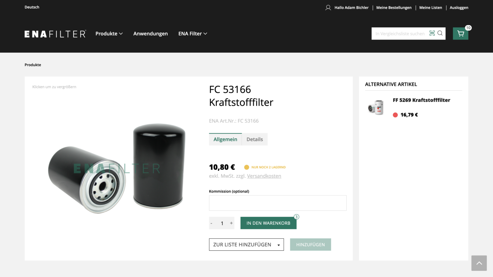 ENA Filter WooCommerce Webshop Produktdetail