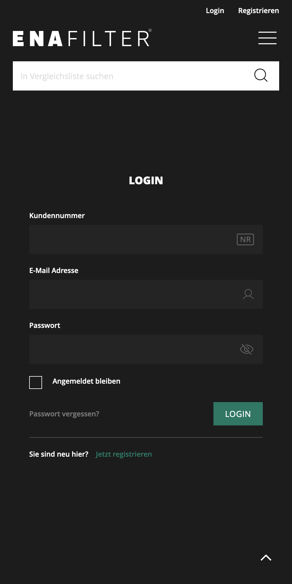 ENA Filter WooCommerce Webshop Login Mobil