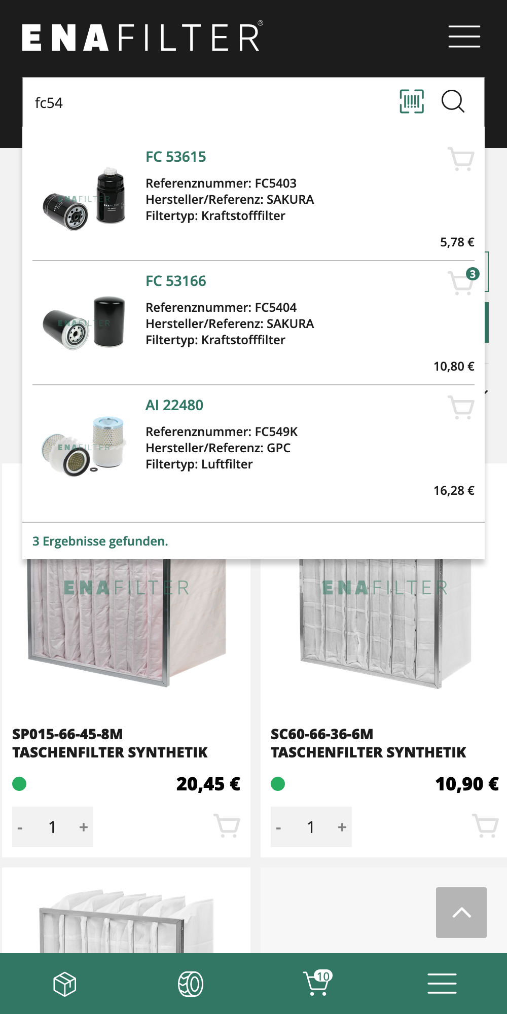 ENA Filter WooCommerce Webshop Suche Mobil